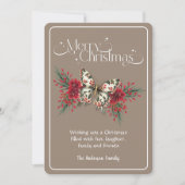 メリークリスマスヴィンテージバタフライポインセチア シーズンカード (正面)