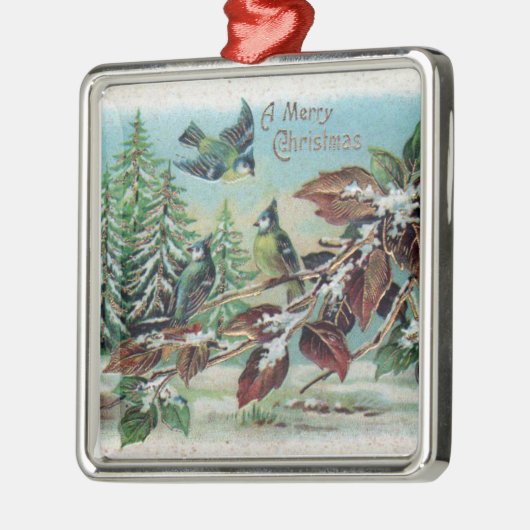 メリークリスマスヴィンテージバーズセラミックオーナメント メタルオーナメント (左)