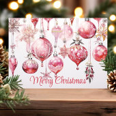 メリークリスマスヴィンテージピンクオーナメント シーズンカード