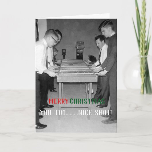 メリークリスマスヴィンテージフズボル写真 シーズンカード (正面)