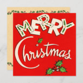 メリークリスマスヴィンテージフラットクリスマスカード シーズンカード (正面/裏面)