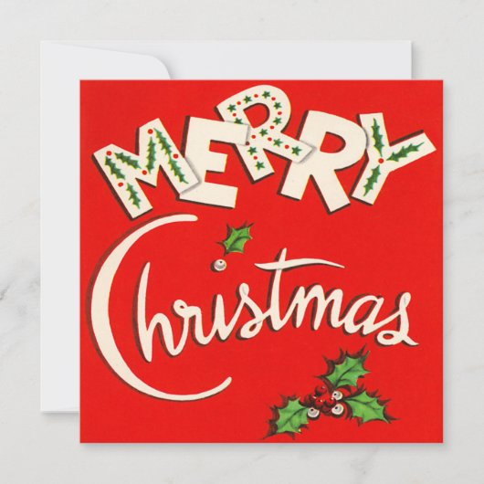 メリークリスマスヴィンテージフラットクリスマスカード シーズンカード (正面)