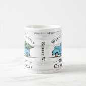 メリークリスマスヴィンテージブルートラックファームハウスマグ コーヒーマグカップ (中央)