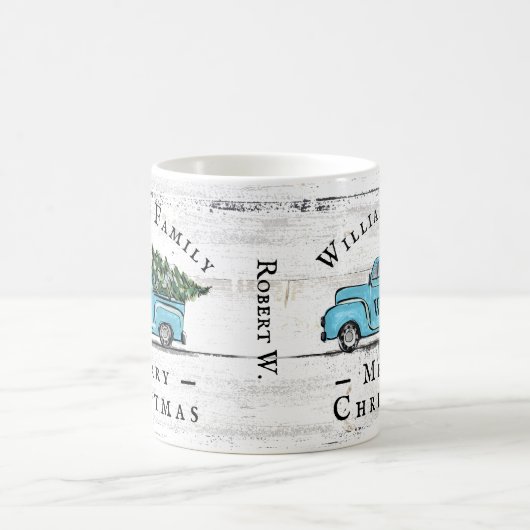 メリークリスマスヴィンテージブルートラックファームハウスマグ コーヒーマグカップ (中央)
