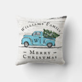 メリークリスマスヴィンテージブルートラック装飾用クッション クッション (裏面)