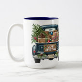 メリークリスマスヴィンテージブルートラック ツートーンマグカップ (左)