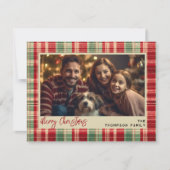 メリークリスマスヴィンテージプレイドカスタムフォトのカード (正面)