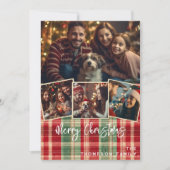 メリークリスマスヴィンテージプレイドカスタムフォトのカード シーズンカード (正面)