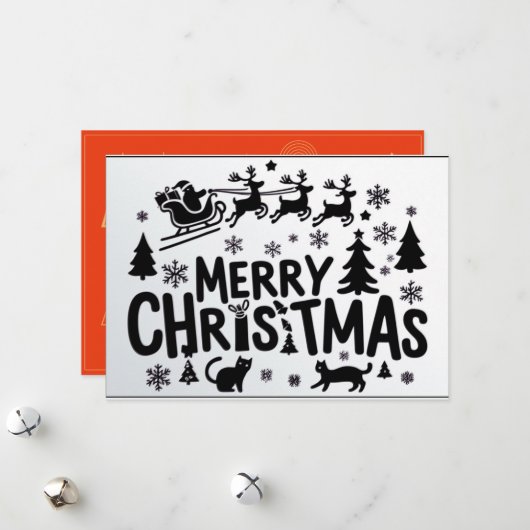 メリークリスマスヴィンテージホリデーカード シーズンカード (正面/裏面インサイチュ)