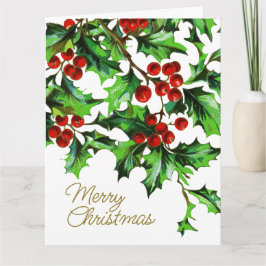 メリークリスマスヴィンテージホリーベリーとメッセージ カード