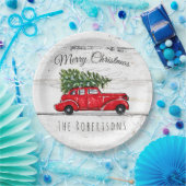 メリークリスマスヴィンテージレッドカーカスタム ペーパープレート (パーティー)