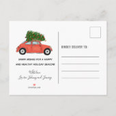 メリークリスマスヴィンテージレッドカーツリー移動 案内ポストカード (裏面)