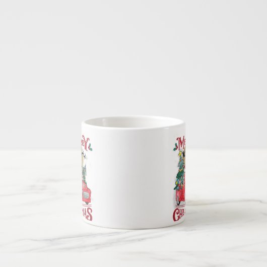 メリークリスマスヴィンテージレッドサンタトラック エスプレッソカップ (正面)