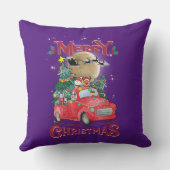 メリークリスマスヴィンテージレッドサンタトラック クッション (裏面)