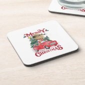 メリークリスマスヴィンテージレッドサンタトラック コースター (左側)