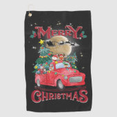 メリークリスマスヴィンテージレッドサンタトラック ゴルフタオル (正面)