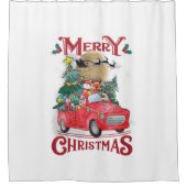 メリークリスマスヴィンテージレッドサンタトラック シャワーカーテン (正面)