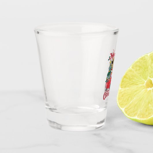 メリークリスマスヴィンテージレッドサンタトラック ショットグラス (左)