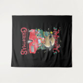 メリークリスマスヴィンテージレッドサンタトラック タペストリー (正面(横))