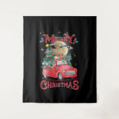 メリークリスマスヴィンテージレッドサンタトラック タペストリー (正面)