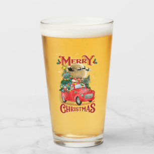 メリークリスマスヴィンテージレッドサンタトラック タンブラーグラス