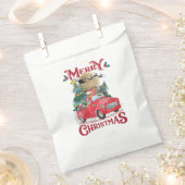 メリークリスマスヴィンテージレッドサンタトラック フェイバーバッグ (クリップ留めされた状態)