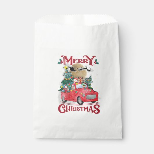 メリークリスマスヴィンテージレッドサンタトラック フェイバーバッグ (正面)
