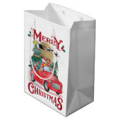 メリークリスマスヴィンテージレッドサンタトラック ミディアムペーパーバッグ (裏面アングル)