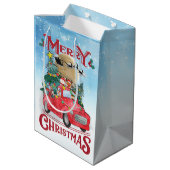 メリークリスマスヴィンテージレッドサンタトラック ミディアムペーパーバッグ (裏面アングル)