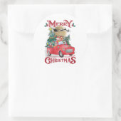 メリークリスマスヴィンテージレッドサンタトラック ラウンドシール (バッグ)