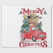 メリークリスマスヴィンテージレッドサンタトラック ラッピングペーパー (フラット)