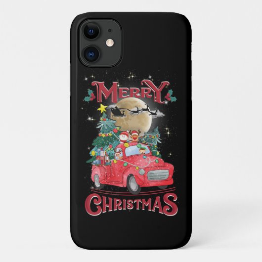 メリークリスマスヴィンテージレッドサンタトラック Case-Mate iPhoneケース (裏面)