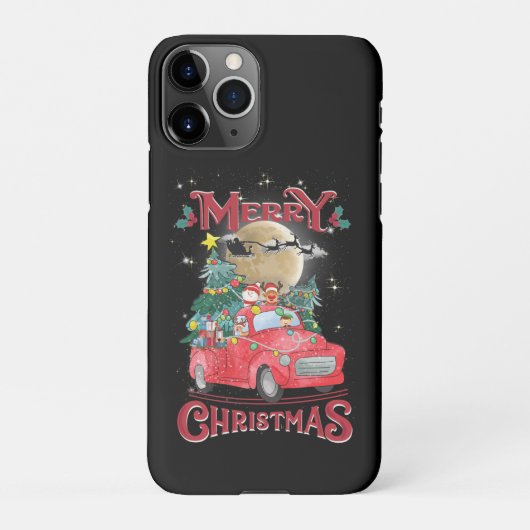 メリークリスマスヴィンテージレッドサンタトラック iPhoneケース (裏面)