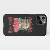 メリークリスマスヴィンテージレッドサンタトラック iPhoneケース (裏面横)