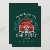 メリークリスマスヴィンテージレッドトラッククリスマスツリー シーズンカード (正面/裏面)