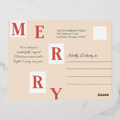 メリークリスマスヴィンテージレッドトラック切手 箔シーズンポストカード (裏面)