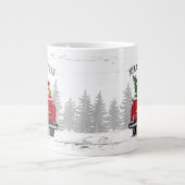 メリークリスマスヴィンテージレッドトラック素朴ネームドッグ ジャンボコーヒーマグカップ (正面)