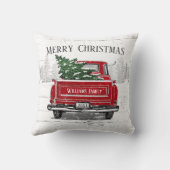 メリークリスマスヴィンテージレッドトラック素朴名 クッション (裏面)