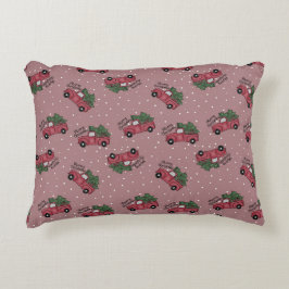 メリークリスマスヴィンテージレッドトラック アクセントクッション