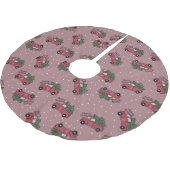 メリークリスマスヴィンテージレッドトラック ブラッシュドポリエステルツリースカート (アングル)