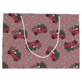 メリークリスマスヴィンテージレッドトラック ラージペーパーバッグ (裏面)