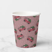 メリークリスマスヴィンテージレッドトラック 紙コップ (裏面)