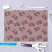 メリークリスマスヴィンテージレッドトラック 薄葉紙 (クラフト)