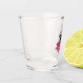 メリークリスマスヴィンテージレトロな鹿の雪の結晶 ショットグラス (左)