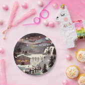 メリークリスマスヴィンテージレトログランジ・オルディッシュ・アート ペーパープレート (パーティー)