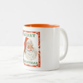 メリークリスマスヴィンテージレトロサンタクロース ツートーンマグカップ (正面右)