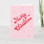 メリークリスマスヴィンテージレトロタイポグラフィレッドピンク シーズンカード (正面)