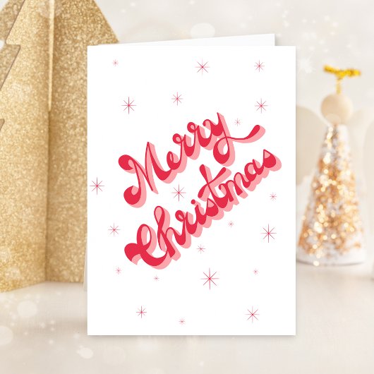 メリークリスマスヴィンテージレトロタイポグラフィレッド シーズンカード