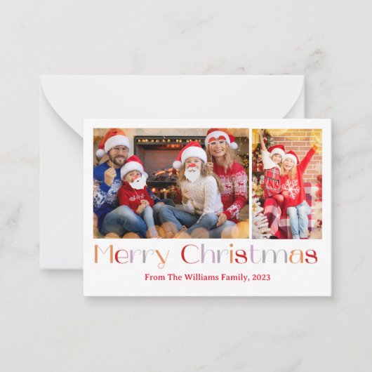 メリークリスマスヴィンテージレトロホリデー2枚 ノートカード (正面)