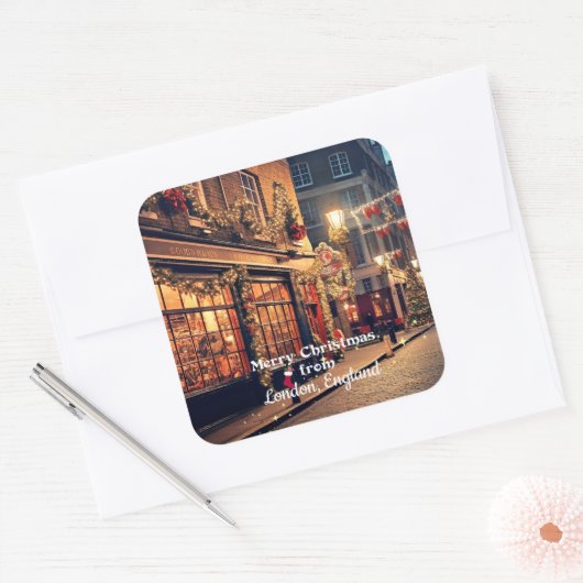 メリークリスマスヴィンテージロンドン スクエアシール (封筒)